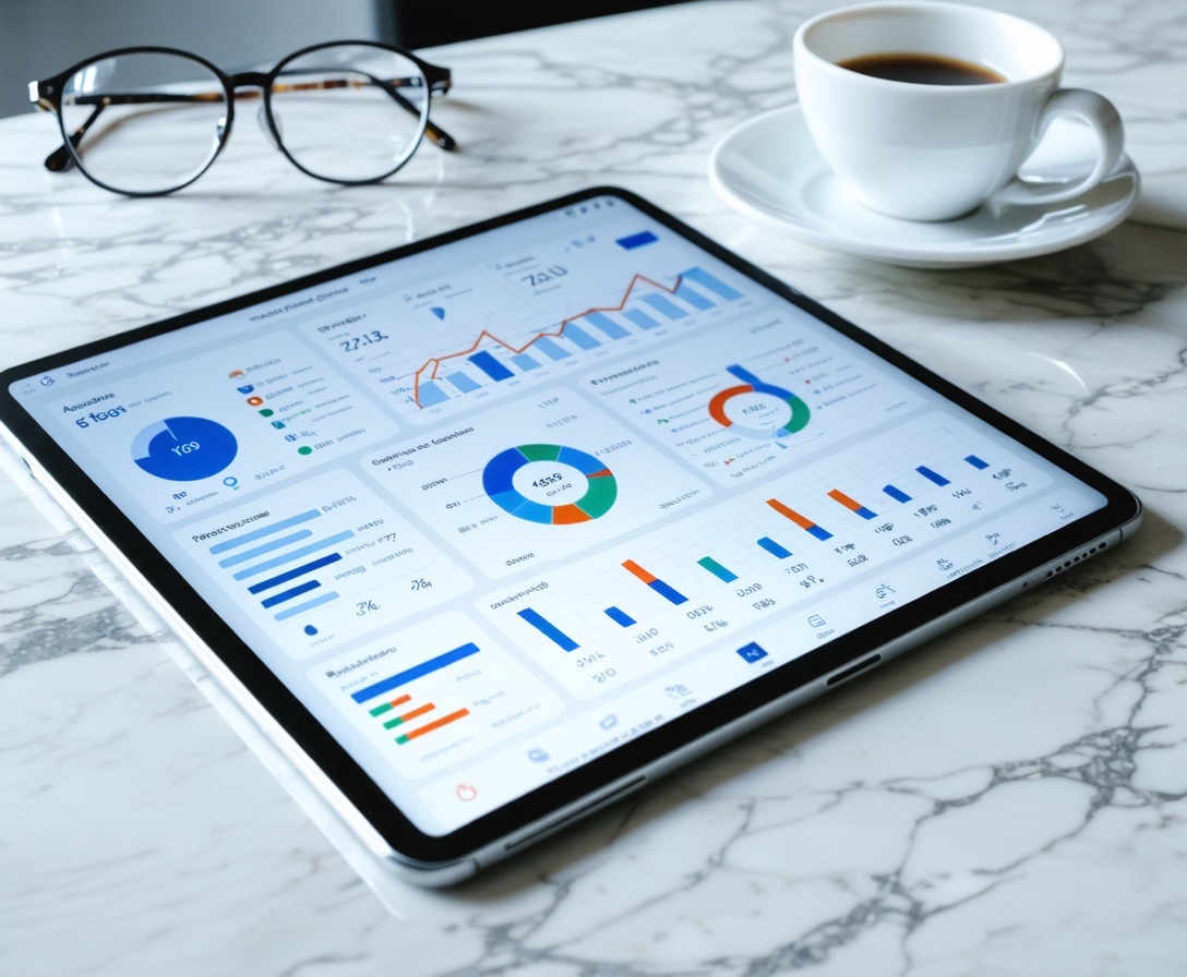 Студент использует планшет для изучения бизнес-стратегии